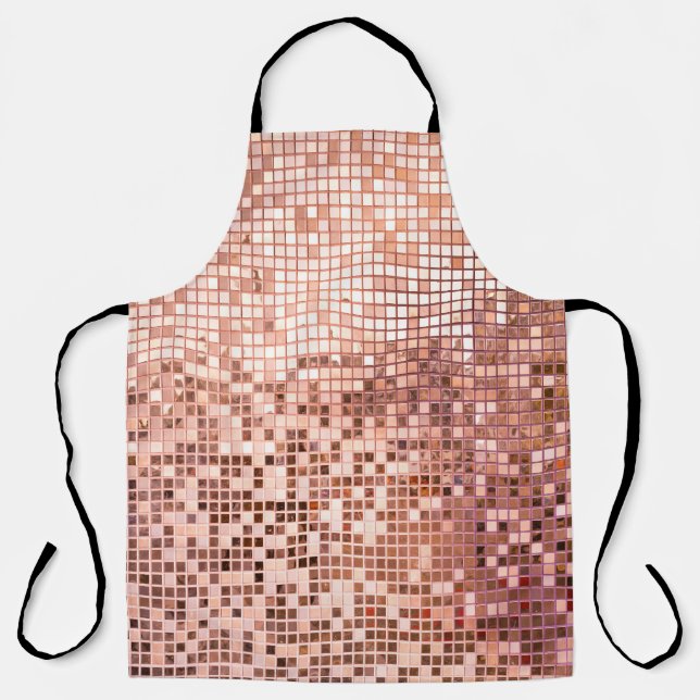 Rose gold: square mosaic tiles. apron (Front)