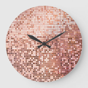 Rose gold: square mosaic tiles. large clock