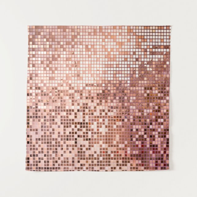 Rose gold: square mosaic tiles. tapestry (Front)