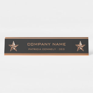Rose Gold Star Company Executive Desk Name Plate