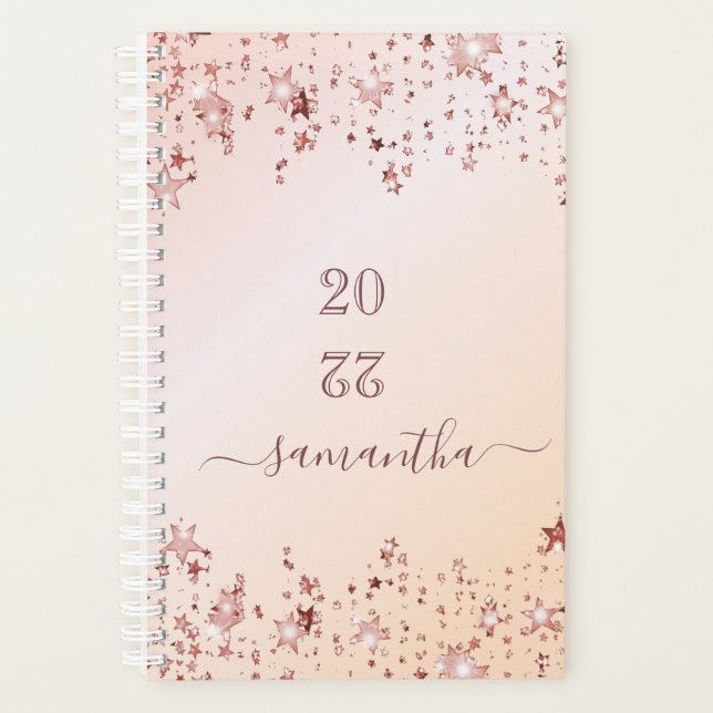 Rose gold stars appointment book 2025 planner (Front)