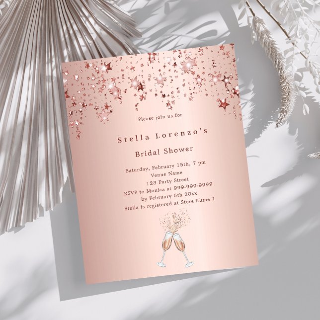 Rose gold stars cheers Bridal Shower invitation (Creator Uploaded)