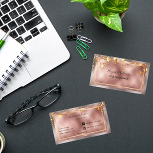 Rose gold stars elegant beauty salon business card