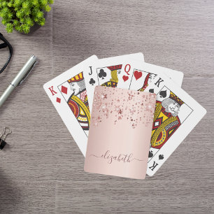 Rose gold stars name playing cards