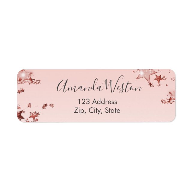 Rose gold stars return address label (Front)