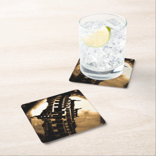 Rose Gold Steampunk  Square Paper Coaster