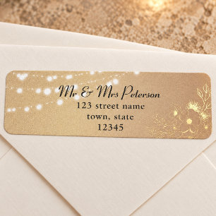 Rose Gold String Lights Label Return Address Label