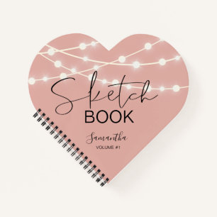 Rose Gold String Lights Sketchbook Your Name  Notebook