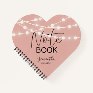 Rose Gold String Lights Your Name Notebook