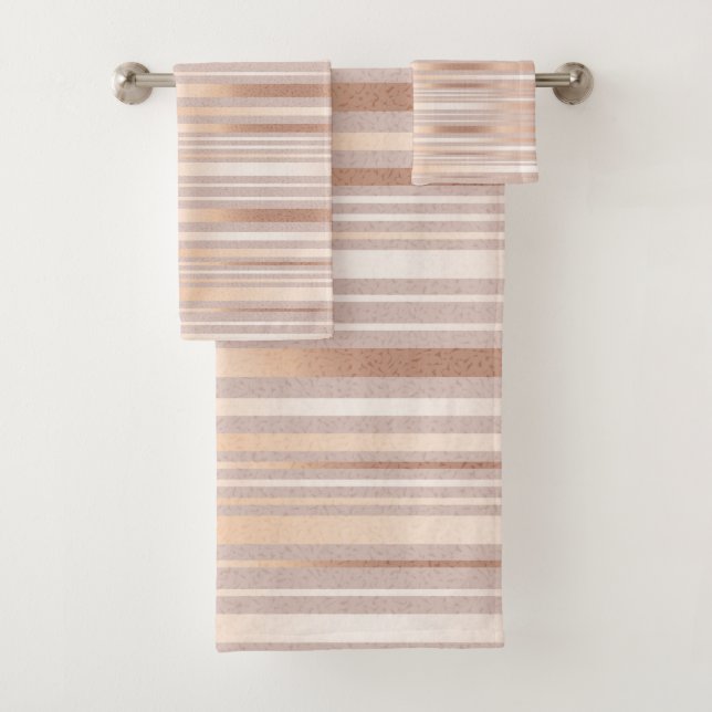 Rose Gold Stripes Bath Towel Set (Insitu)