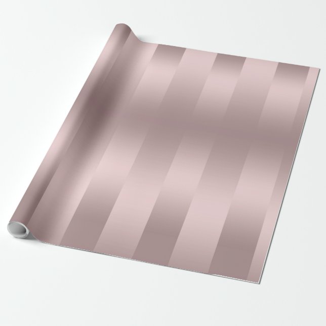Rose-gold stripes metallic look wrapping paper (Unrolled)