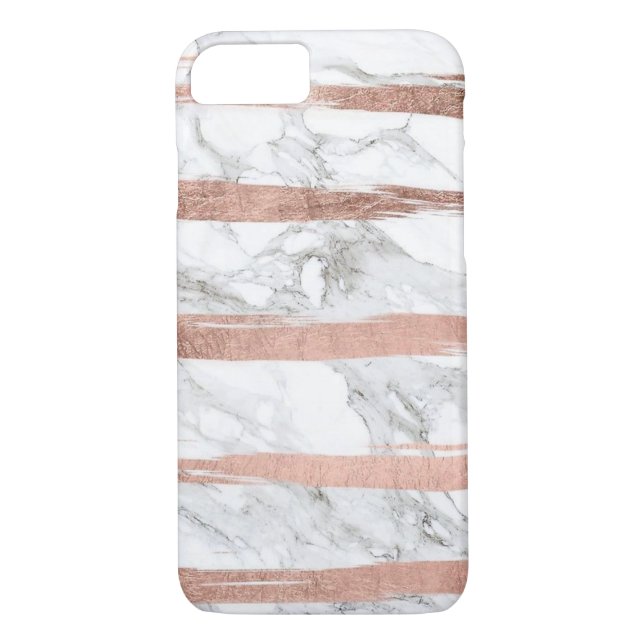 Rose Gold Stripes on Marble Case-Mate iPhone Case (Back)