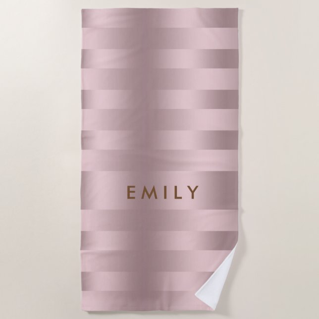 Rose-gold stripes pattern beach towel (Front)
