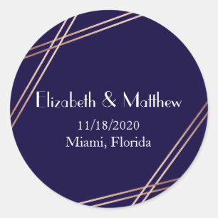 Rose Gold Stripes Wedding Personalised Sticker