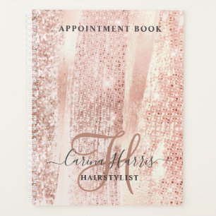 Rose Gold Strokes Hairstylist Appointment Book Planner
