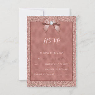 Rose Gold & Stylish Glitter RSVP Card