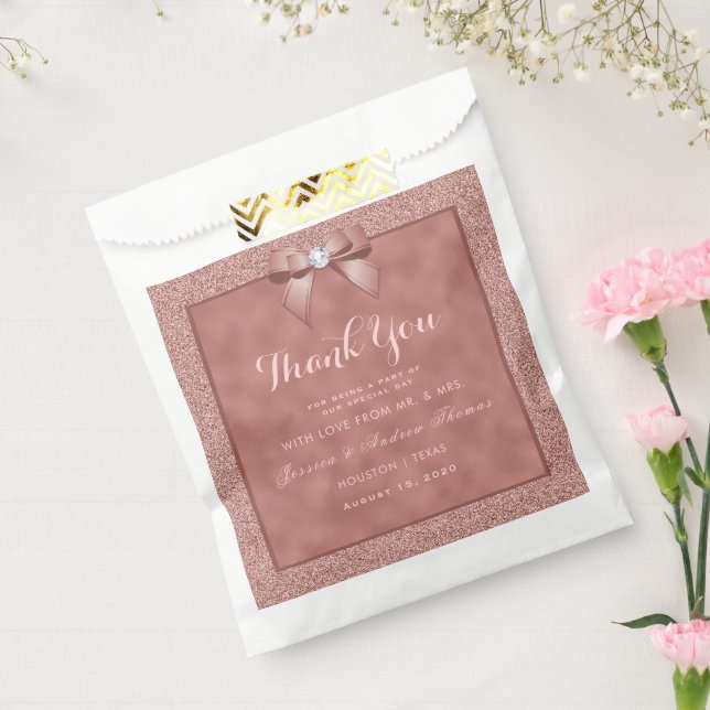 Rose Gold & Stylish Glitter Wedding Favour Bag (Sealed)