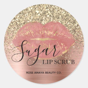 Rose Gold Sugar Lip Scrub Glitter Sprinkles Classic Round Sticker