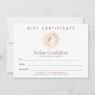 Rose Gold Sun Goddess Girl Spray Tanning Gift Card