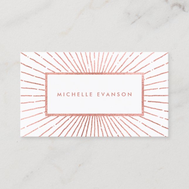 Rose Gold Sunburst Professional Business Card (Front)