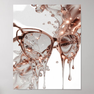ROSE GOLD SUNGLASSES WITH WATER SPLASHES AND DIAMO POSTER