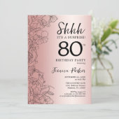 Rose Gold Surprise 80th Birthday Invitation (Standing Front)