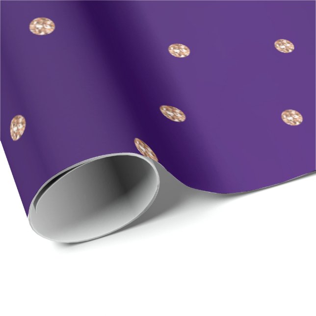 Rose Gold Swarovski Crystals Small Dots Purple Wrapping Paper (Roll Corner)