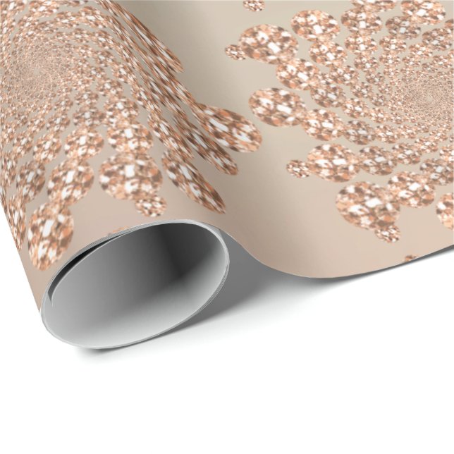 Rose Gold Swarovski Crystals Spiral Infinity Coppe Wrapping Paper (Roll Corner)