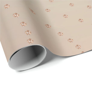 Rose Gold Swarovski Crystals Waves Copper Delicate Wrapping Paper
