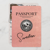 Rose Gold Sweden Passport Save The Date