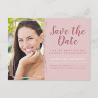 Rose Gold Sweet 16 Birthday Save the Date