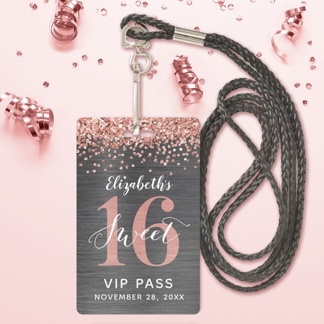 Rose Gold Sweet 16 Birthday VIP Badge ID Badge (Creator Uploaded)