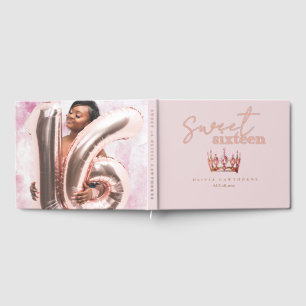 Rose Gold Sweet 16 Foil Guestbook