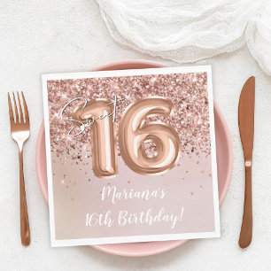  Rose Gold Sweet 16th Birthday Party Napkin