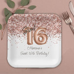 Rose Gold Sweet 16th Birthday Party Paper Plate<br><div class="desc">Rose gold sweet 16th birthday party paper plates to decorate the birthday party tables.</div>