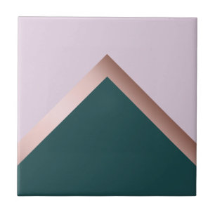Rose gold teal and purple geometric design ceramic tile