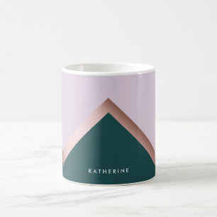 Rose gold teal and purple geometric design coffee mug