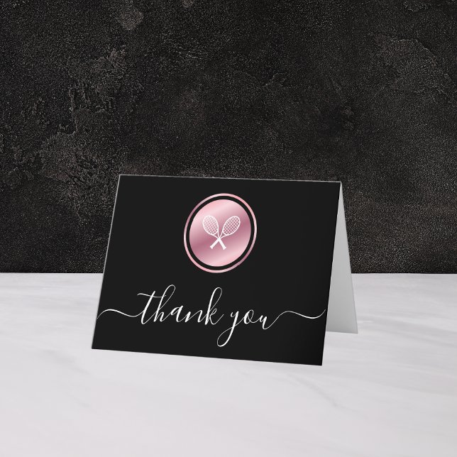 Rose Gold Tennis Thank You Card (Creator Uploaded)