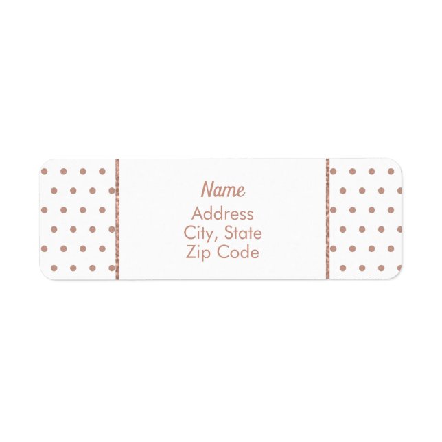 Rose Gold Textured Polka Dot Pattern Return Address Label (Front)