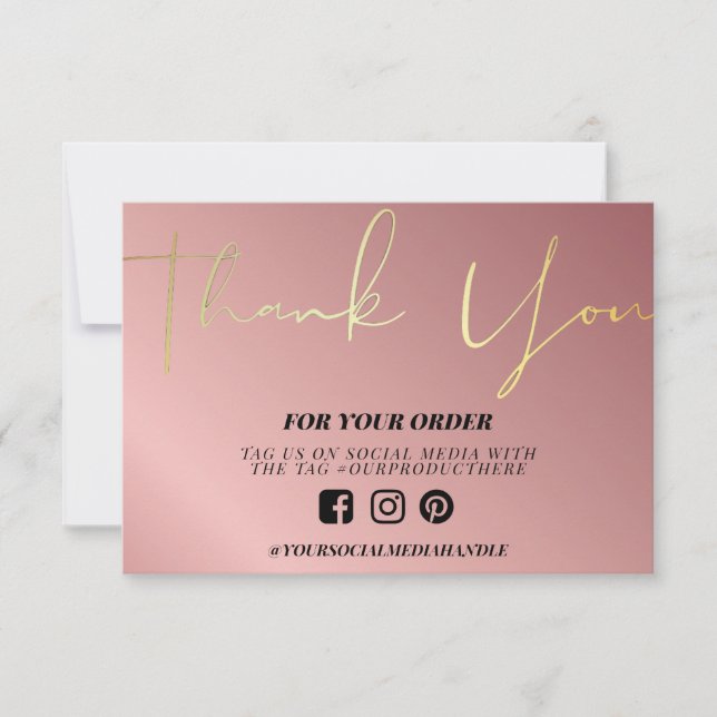 Rose Gold Thank you Custom Media Insert (Front)