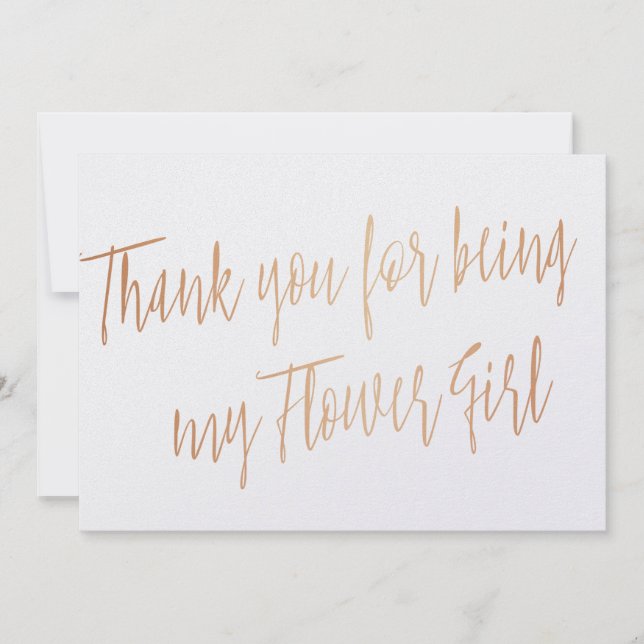 Rose Gold "Thank you for being my Flower Girl" Thank You Card (Front)