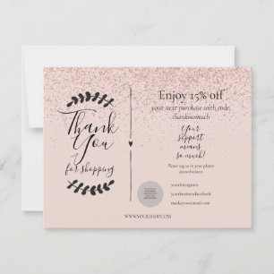 Rose Gold Thank You For Shopping Discount Card