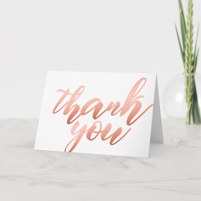 Rose Gold Thank You Note Card (Front)