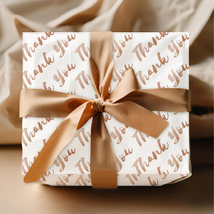 Rose Gold Thank You Tissue Brush Script Typography Paper