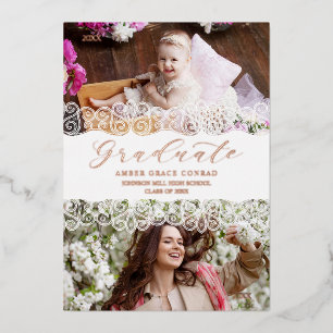 Rose Gold Then & Now Chic Lace Romantic Graduate