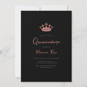Rose Gold Tiara Quinceanera Birthday Party Invitation