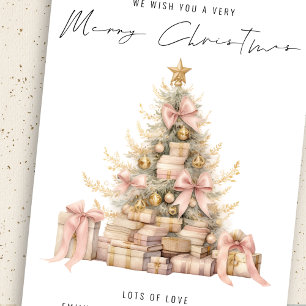 Rose Gold Tree 2025 Calendar Merry Christmas Holiday Card