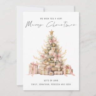 Rose Gold Tree 2026 Calendar Merry Christmas Holiday Card