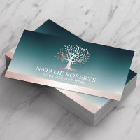 Rose Gold Tree Logo Teal Wellness Salon Spa
