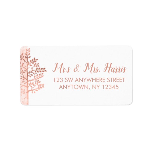 Rose Gold Tree of Life Bat Mitzvah Address Label (Front)